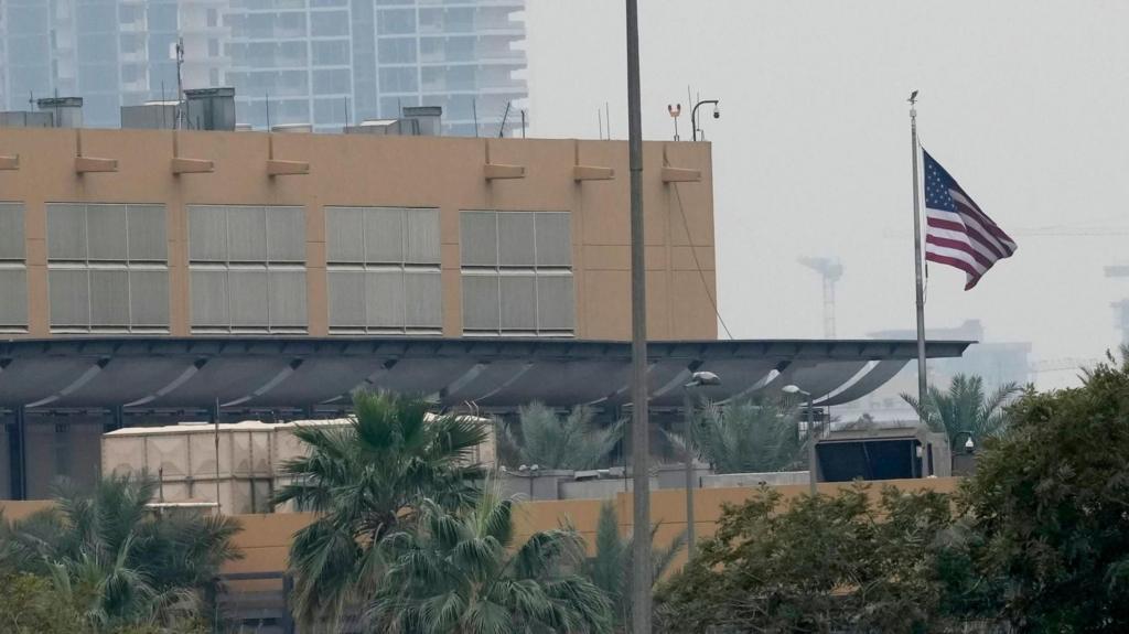 A general view of the United States Embassy compound after a reported missile strike, in Baghdad, Iraq.