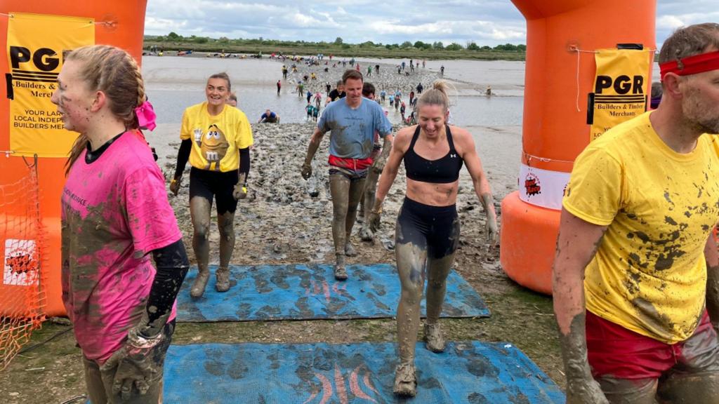 Mud race finishers