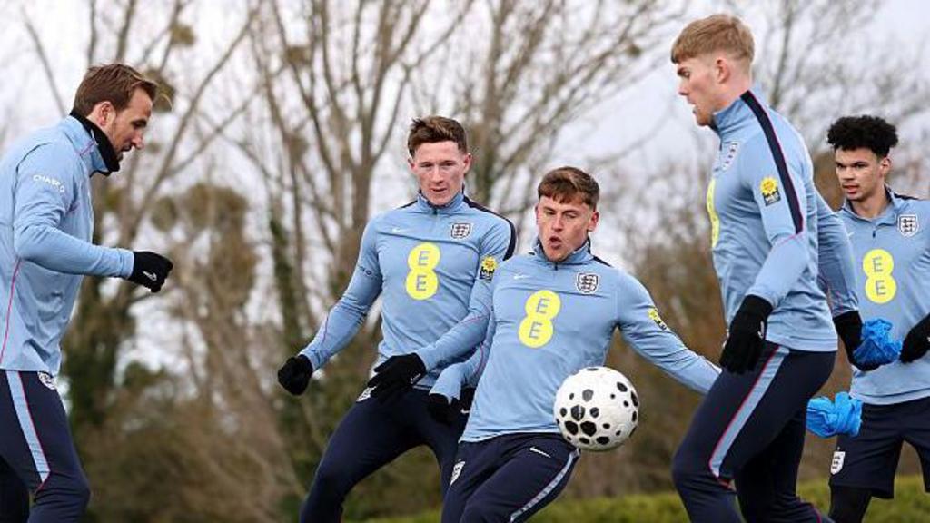 England players at training 
