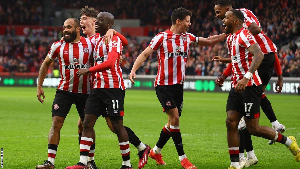 Brentford players celebrate