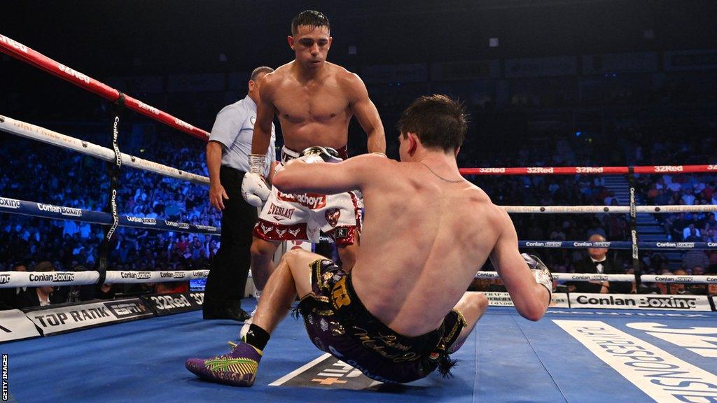 Michael Conlan is knocked to the canvas by Luis Alberto Lopez