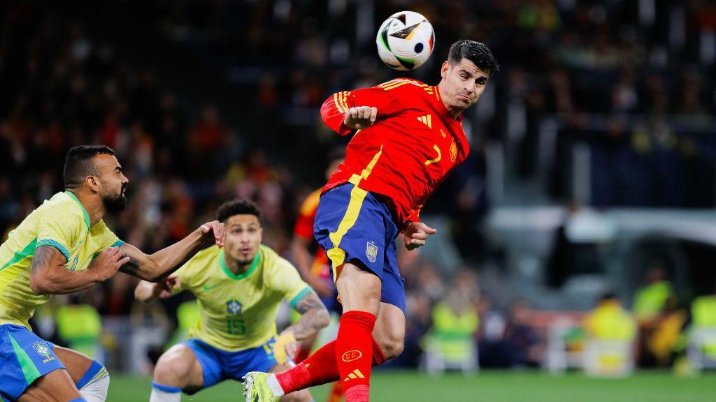 Alvaro Morata playing against Spain in 2024