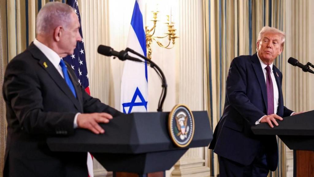 Trump and Netanyahu agree new US peace plan for Gaza and warn Hamas to  accept - live - BBC News