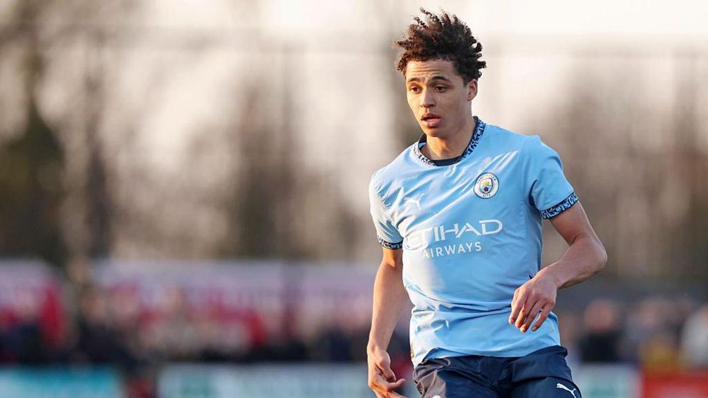 Max Alleyne playing for Manchester City's under-19s