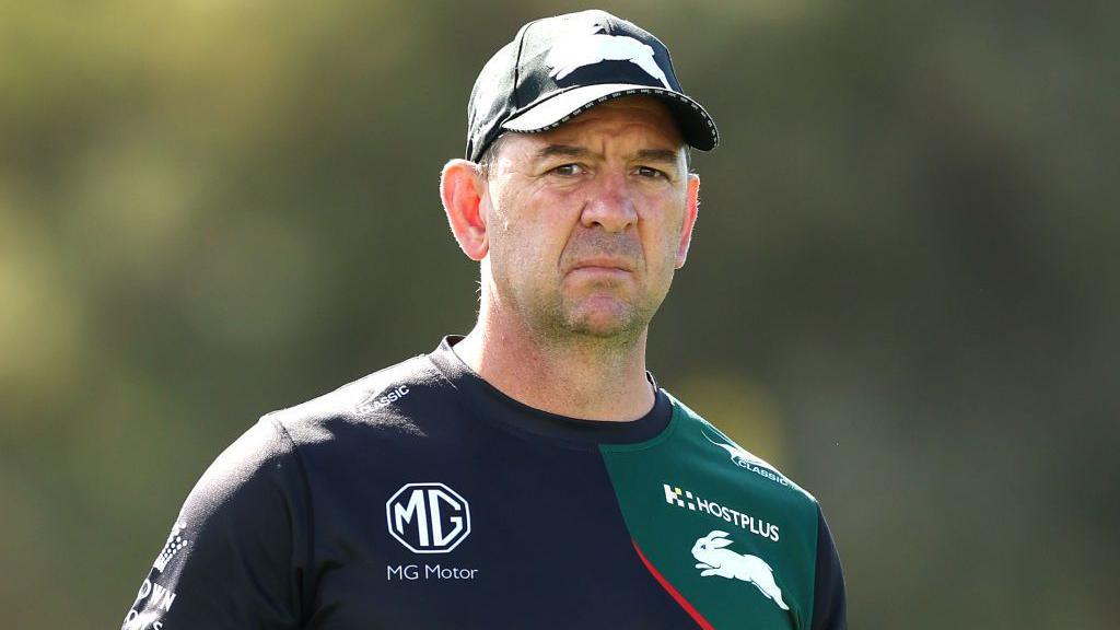 Jason Demetriou looks on during a South Sydney Rabbitohs NRL training session