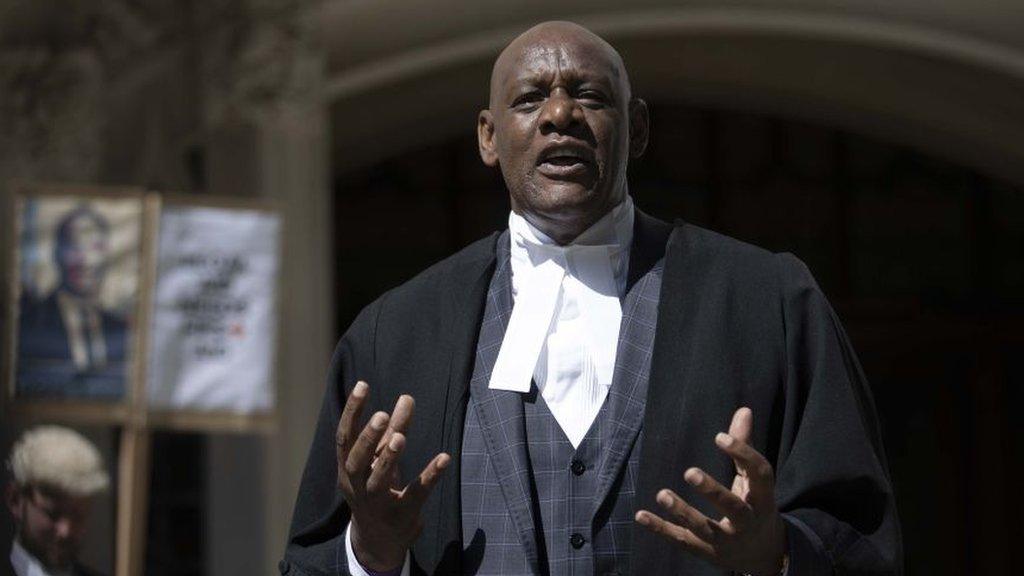 Shaun Wallace, a barrister known to many as a TV quizzer on The Chase, speaking the picket line outside the Royal Courts of Justice in July