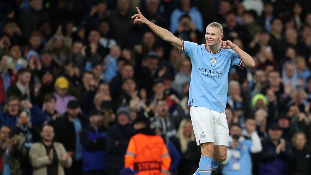 Erling Haaland celebrates yet another goal for Manchester City