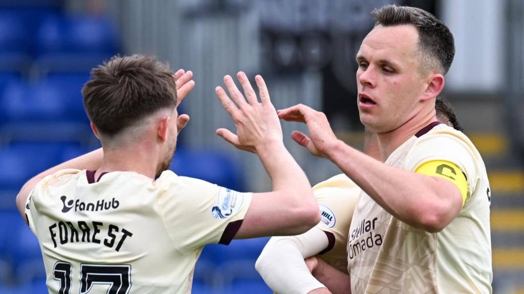 Hearts players celebrating