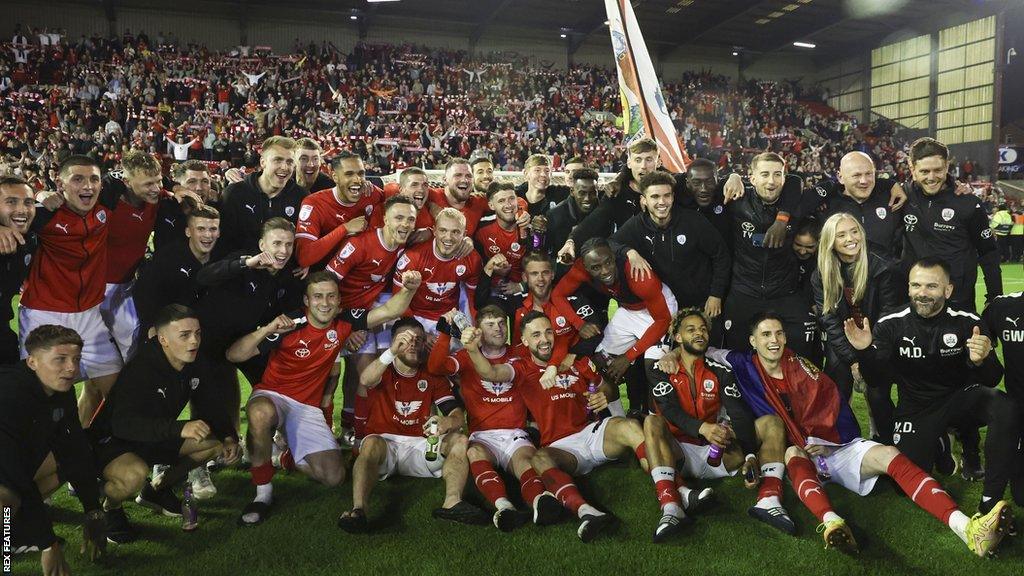 Barnsley celebrate their League One play-off semi-final victory