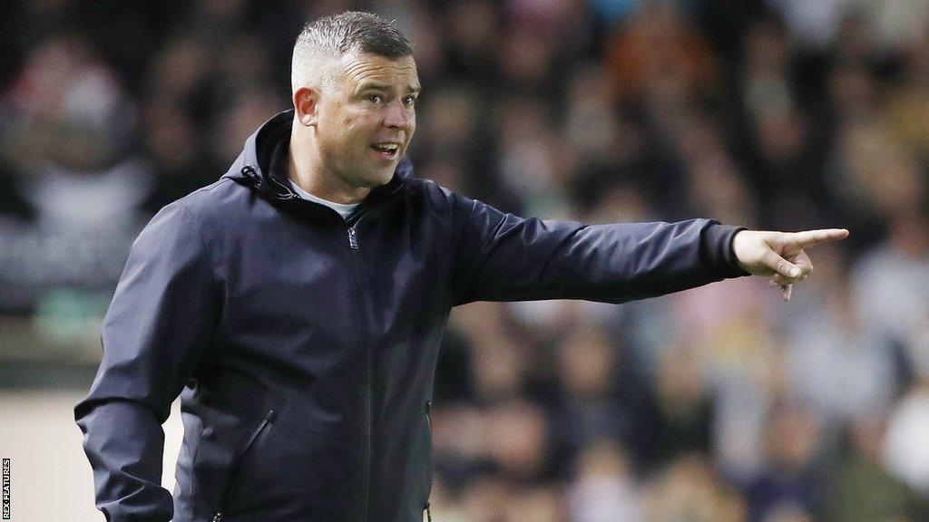 Plymouth Argyle manager Steven Schumacher on the touchline