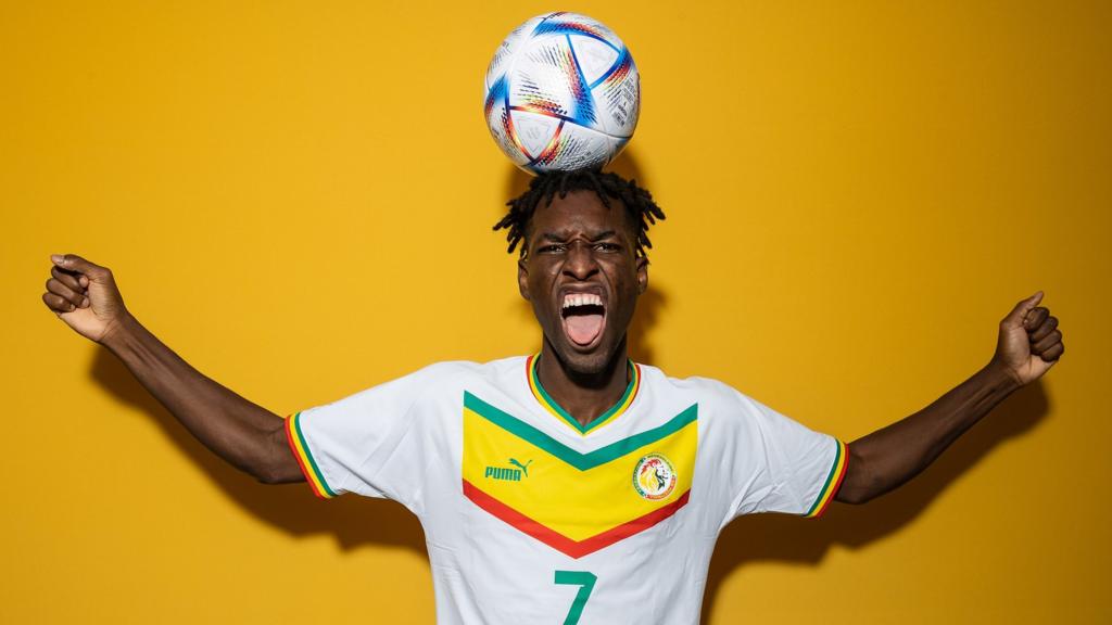 Nicolas Jackson of Senegal poses during the official FIFA World Cup Qatar 2022 portrait session on November 17, 2022 in Doha, Qatar.