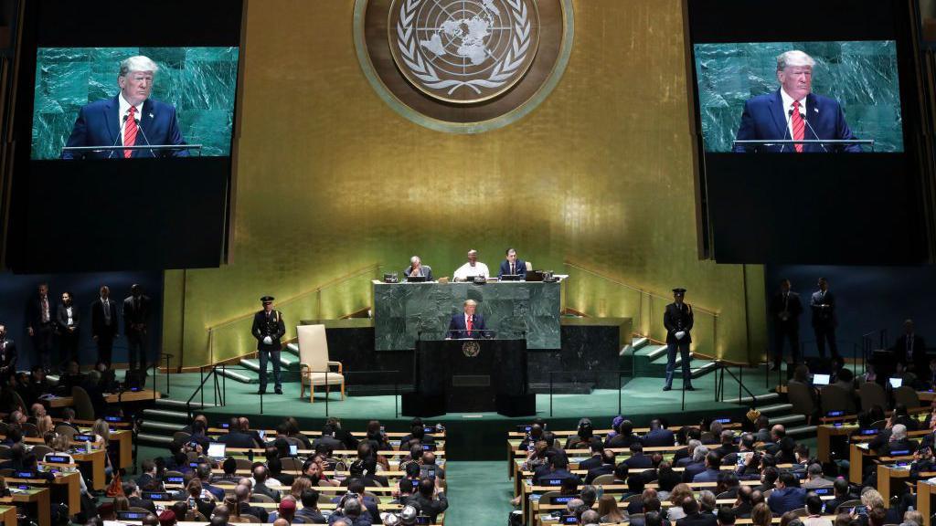 Donald Trump addressing the UN General Assembly 