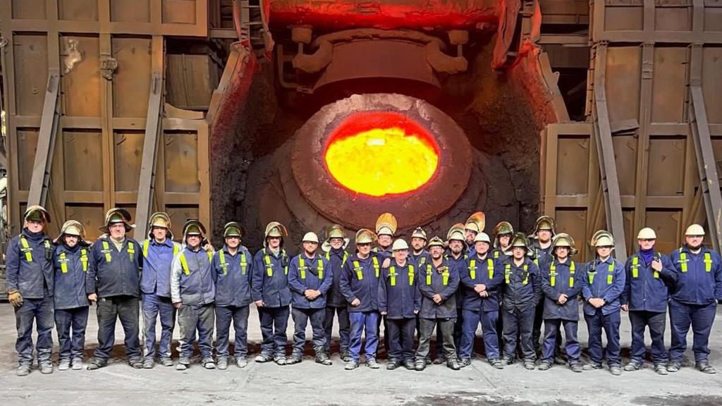 The basic oxygen steelmaking plant employees, behind us is vessel 1