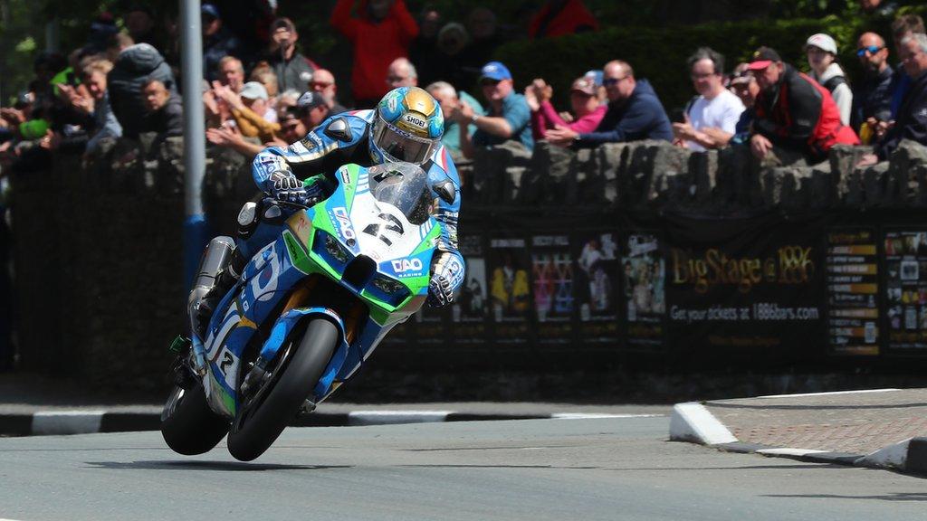 Dean Harrison racing the the 2022 Senior TT race