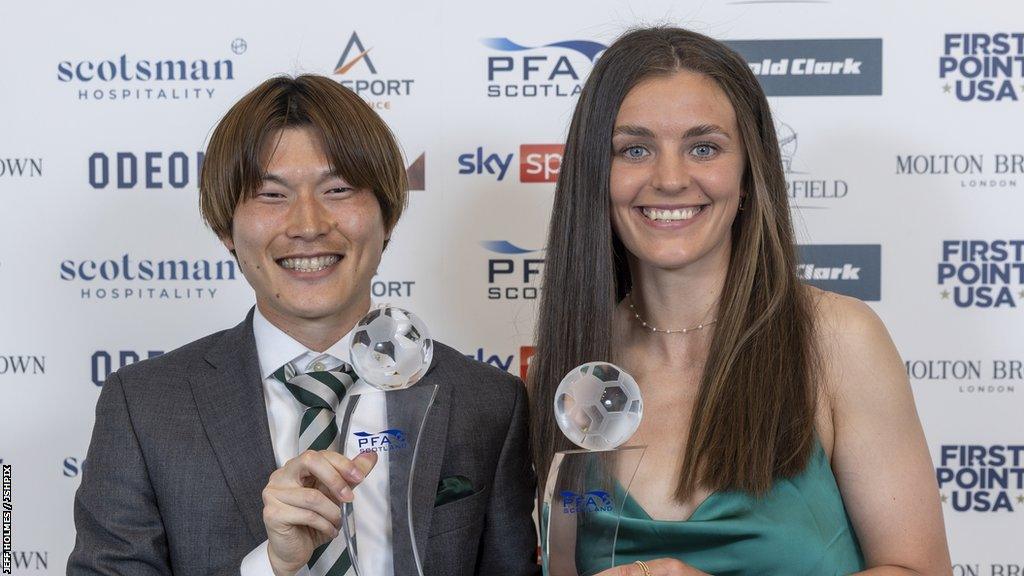 Kyogo Furuhashi & Caitlin Hayes scooped awards at the PFA Scotland dinner & Celtic's own awards night