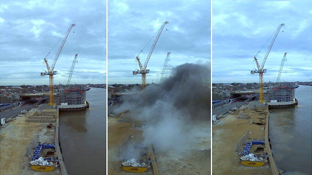 Timelapse view of Great Yarmouth bomb explosion