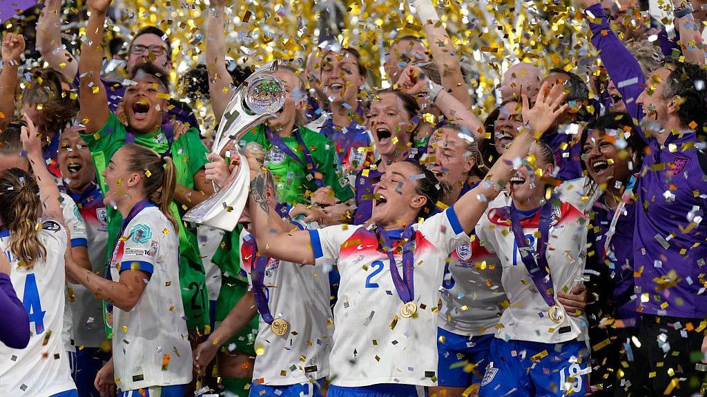 England celebrate winning Euro 2025