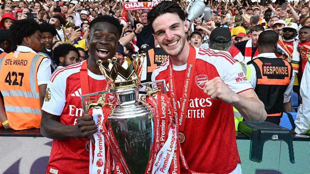 Arsenal's Bukayo Saka and Declan Rice 