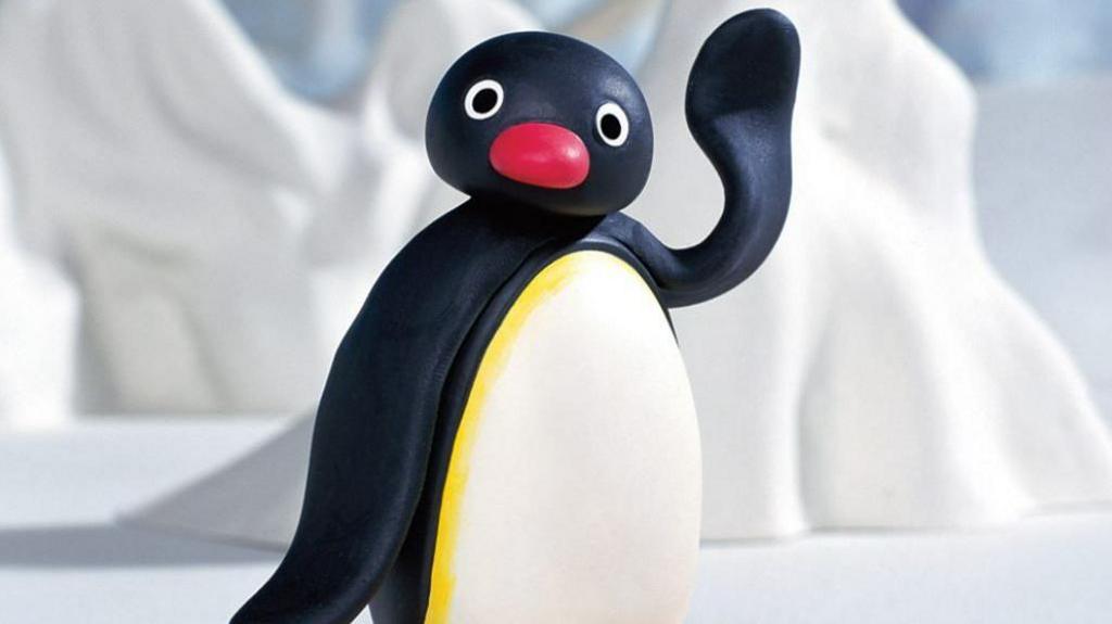 The image shows an animated penguin called Pingu. 