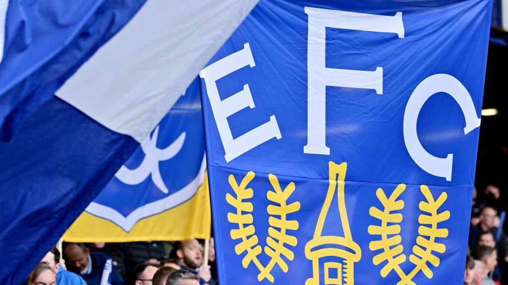 Everton flags at Goodison Park