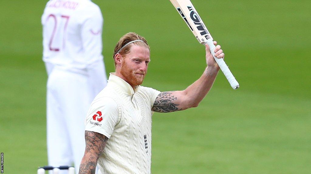 Ben Stokes celebrates century against West Indies