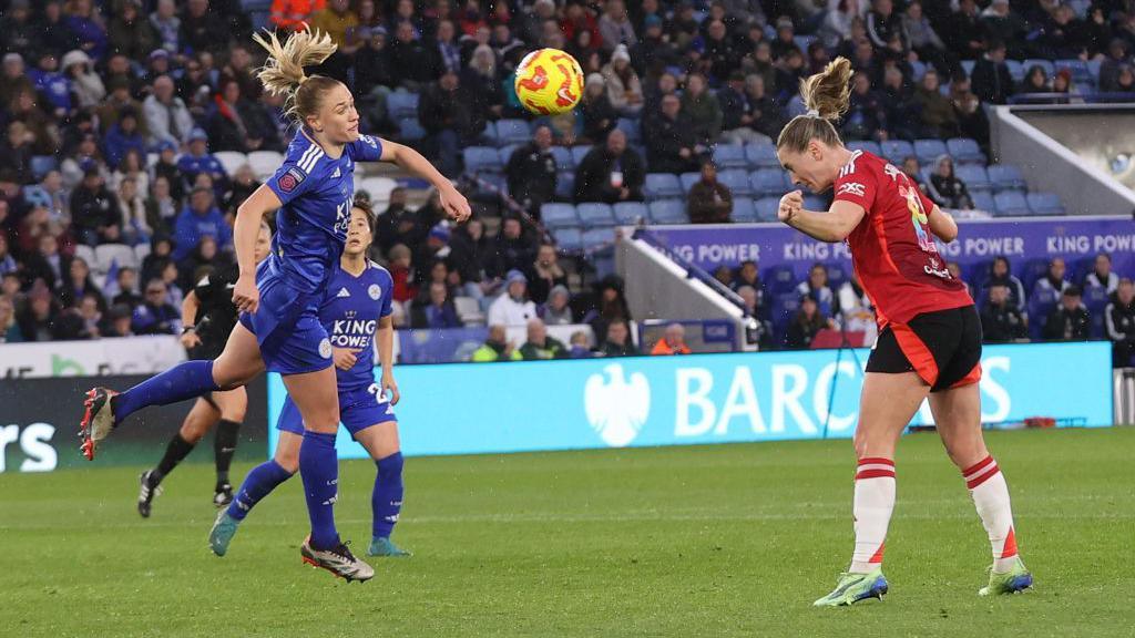 Elisabeth Terland scores against Leicester