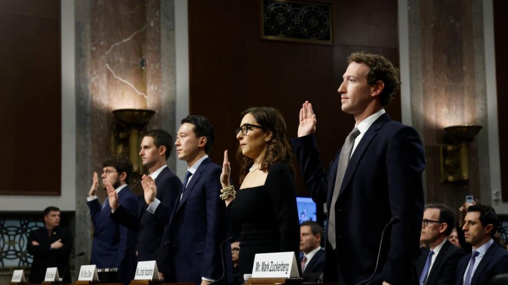 Tech CEOs sworn in at a senate hearing