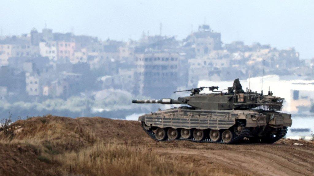 An Israeli tank near the Gaza Strip