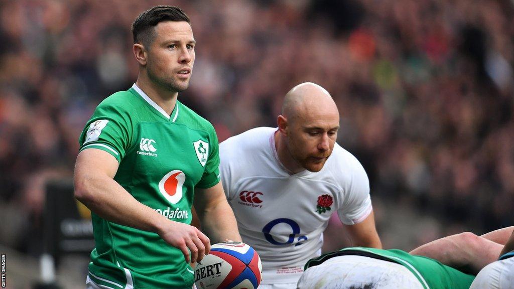 Cooney in action for Ireland against England in 2020