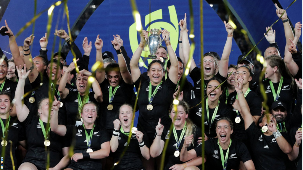 New Zealand players celebrating winning the 2022 Rugby World Cup