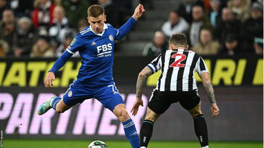 Harvey Barnes in action for Leicester against Newcastle