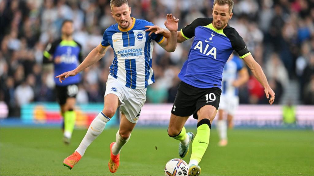 Adam Webster (left) and Harry Kane (right)