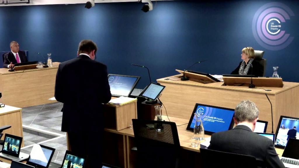 Sir Jonathan Van-Tam, Hugo Keith KC and Baroness Hallett in the Covid inquiry