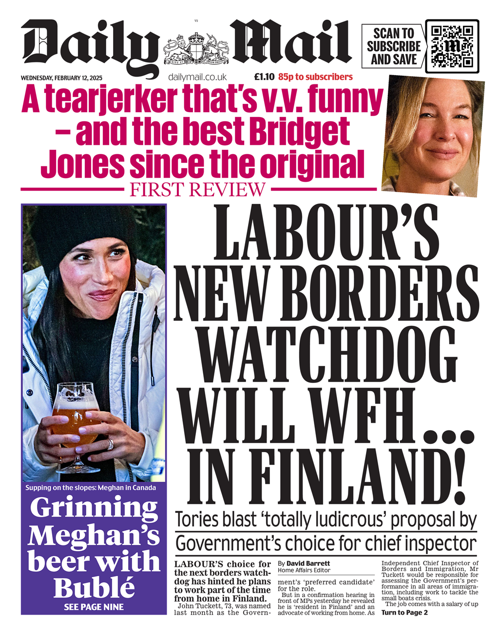 Daily Mail: Labour's new borders watchdog will work from home in Finland