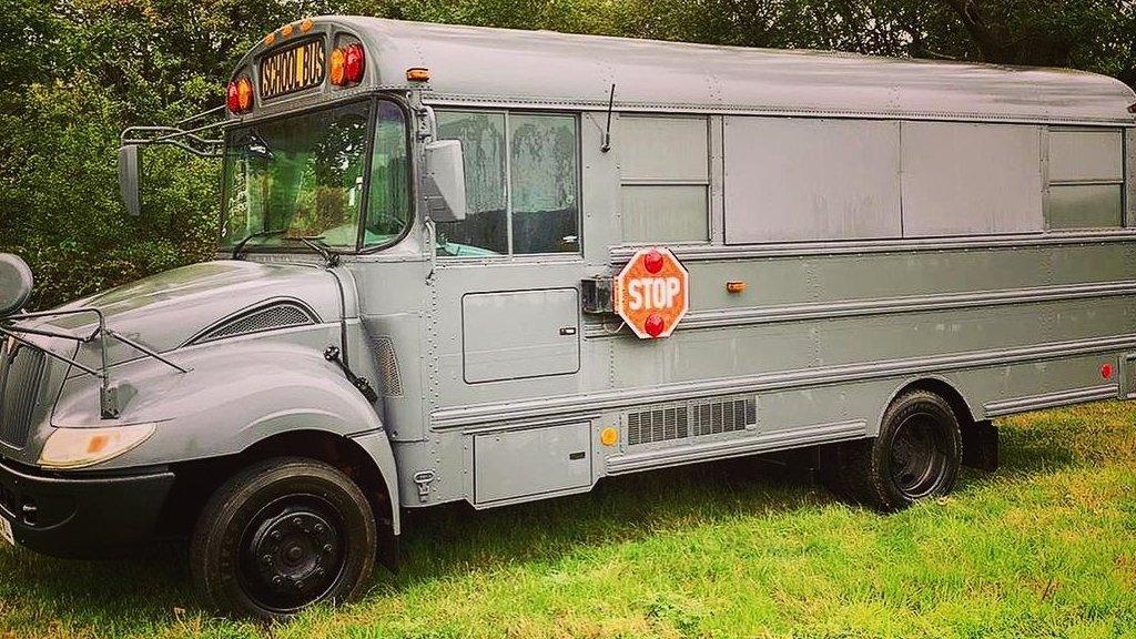 Converted American school bus