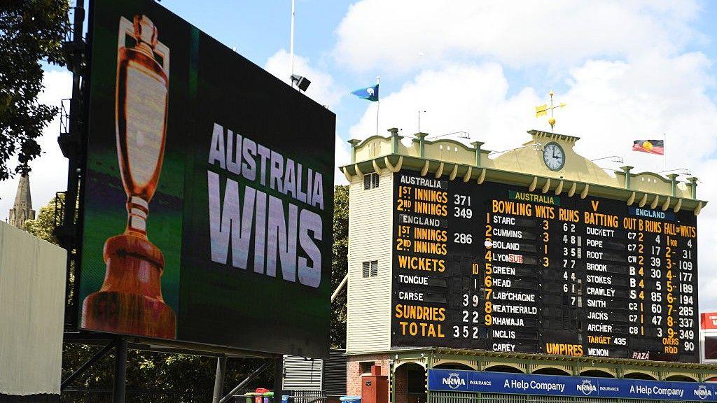 The scene at Adelaide Oval after Australia completed victory