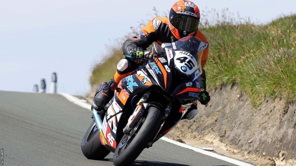 Michael Russell on board his BMW machine during Superstock practice