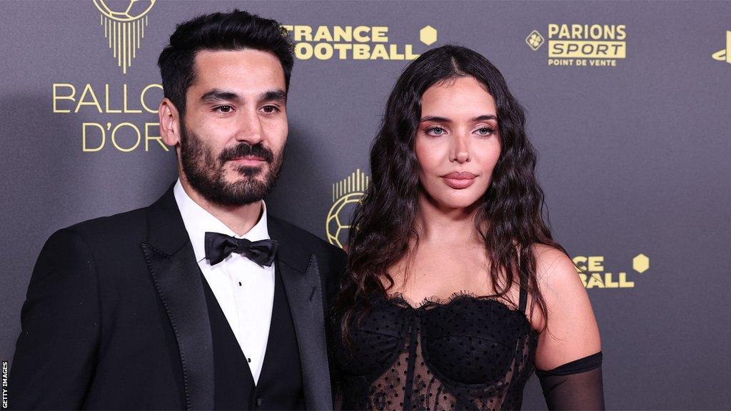 Ilkay Gundogan and wife Sara Arfaoui at Ballon d'Or awards.