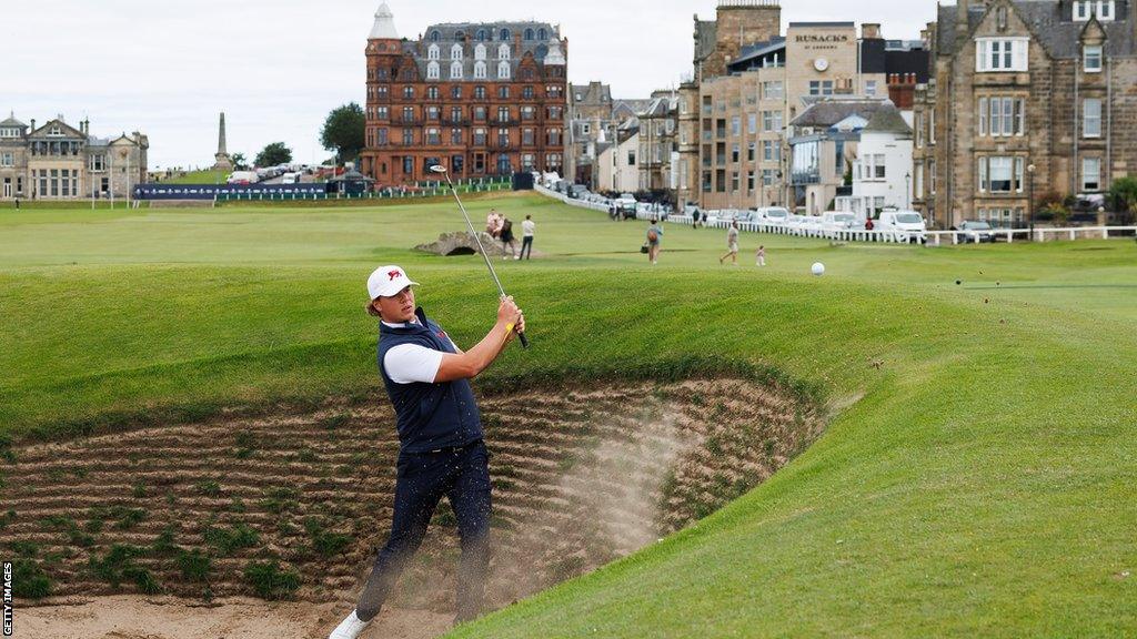 James Ashfield practising at St Andrews ahead of the Walker Cup