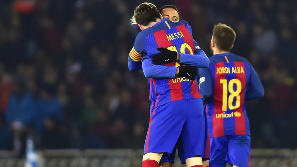 Messi and Neymar celebrate