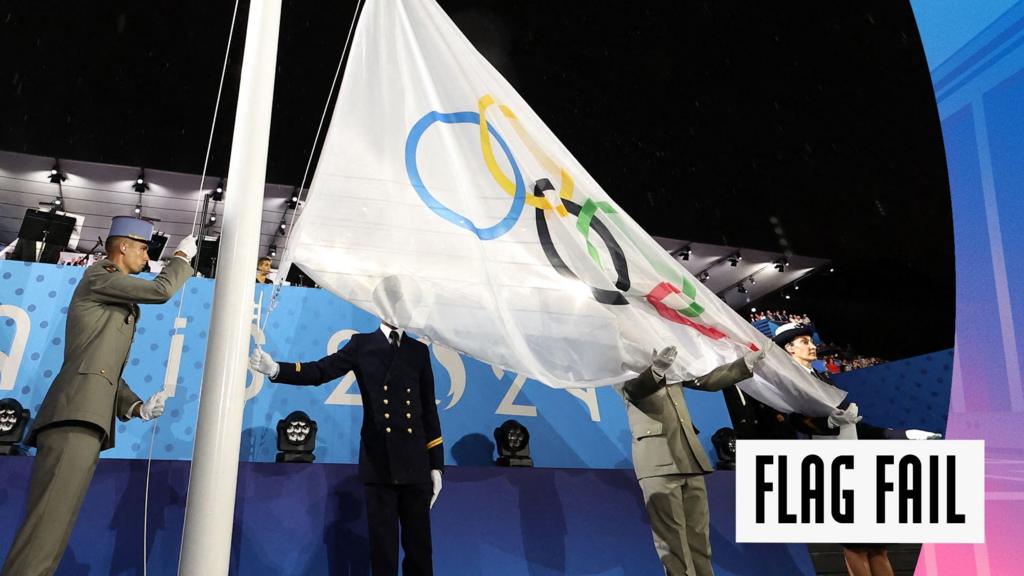 Olympic flag raised upside down during opening ceremony