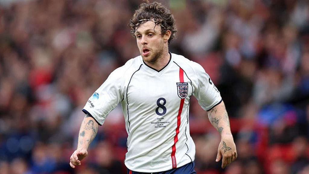 Singer Tom Grennan in action during Soccer Aid