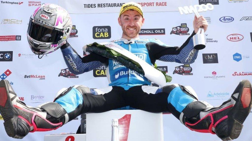 Lee Johnston on the NW200 podium