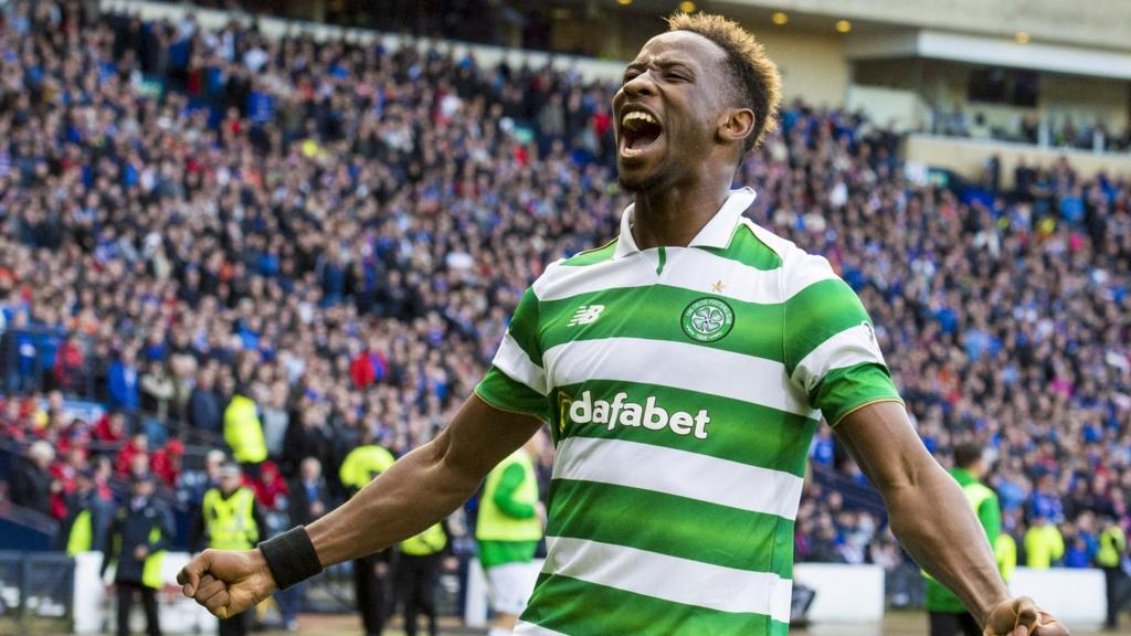 Celtic's Moussa Dembele celebrates his winner in the Scottish League Cup final