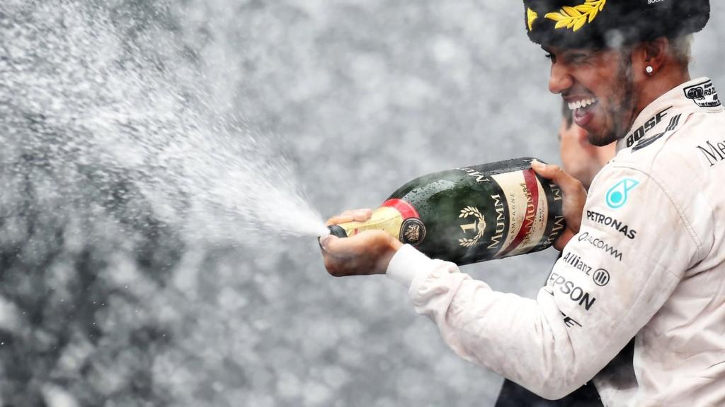 Lewis Hamilton celebrates