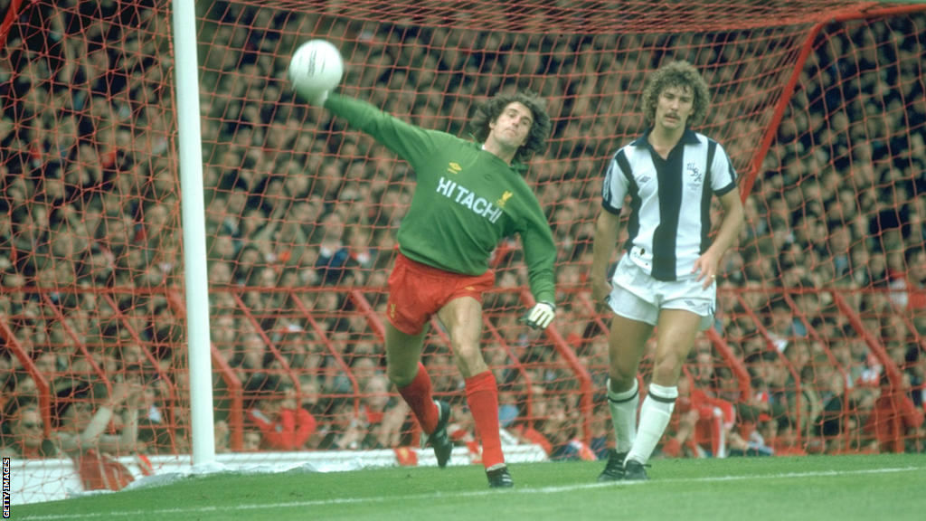 Ray Clemence in action for Liverpool against West Brom at Anfield