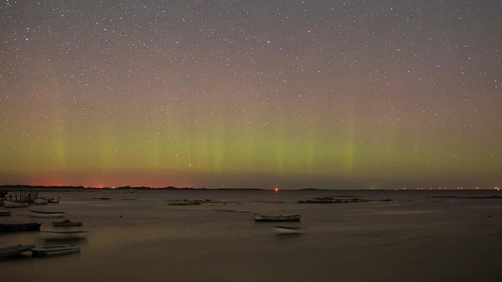 Northern lights at Morston Quay in Norfolk