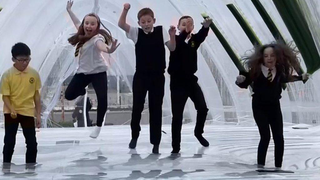 The special bouncy castle invention was tested by Children from a Glasgow primary school.