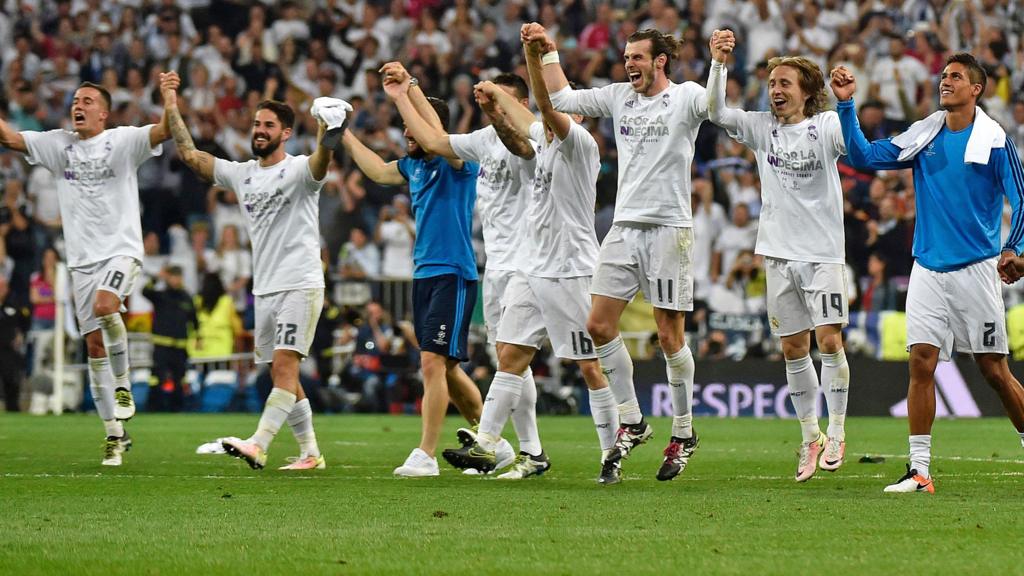 Real Madrid players celebrate