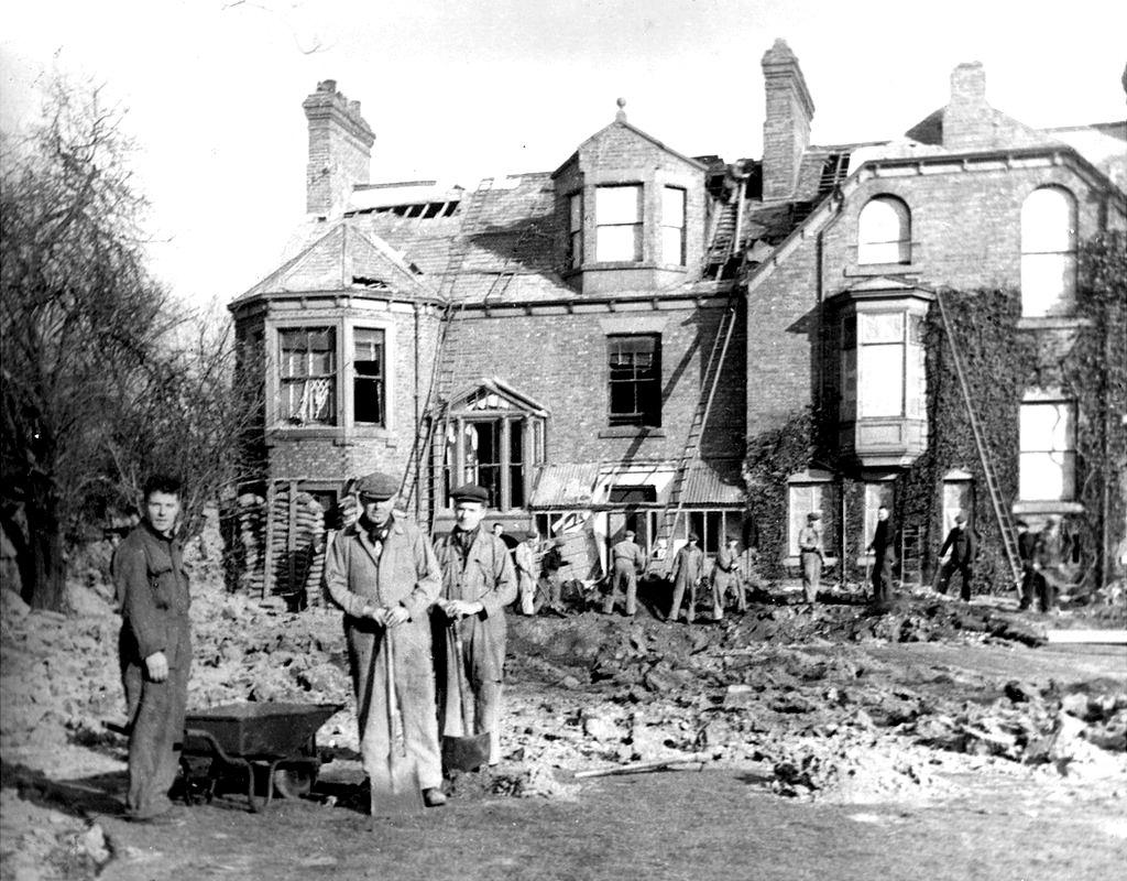 Bomb damage to Chapel House, Westoe Village